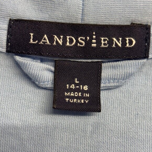 Land's End Cotton Robe Nightgown SET Blue L 14-16 Midi - Picture 5 of 8